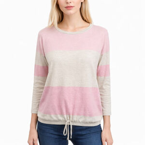 Haven Well Within Pink Beige Colorblock Sweater Drawsting Hem 100% Cashmere Sz M